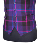 Mens Waistcoat Suit Vest 40R Purple Pink Blue Plaid Wool Formal Wedding Party