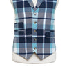 Mens Vest 44R Plaid Blue White Wool Waistcoat XL Formal Wedding Groom Party