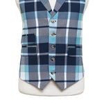 Mens Vest 44R Plaid Blue White Wool Waistcoat XL Formal Wedding Groom Party
