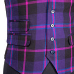 Mens Waistcoat Suit Vest 40R Purple Pink Blue Plaid Wool Formal Wedding Party