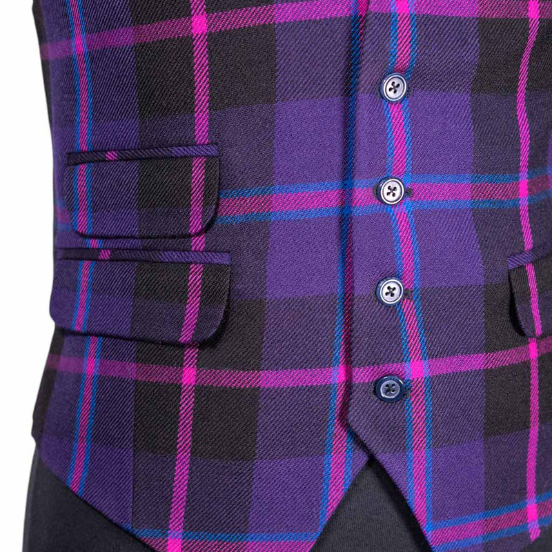 Mens Waistcoat Suit Vest 40R Purple Pink Blue Plaid Wool Formal Wedding Party