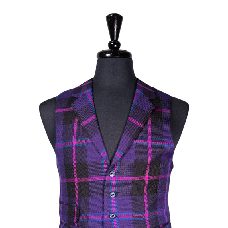 Mens Waistcoat Suit Vest 40R Purple Pink Blue Plaid Wool Formal Wedding Party