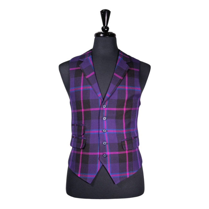 Mens Waistcoat Suit Vest 40R Purple Pink Blue Plaid Wool Formal Wedding Party