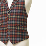 Mens Plaid Vest 44R Brown Gray Lambswool Waistcoat XL Western Casual Preppy