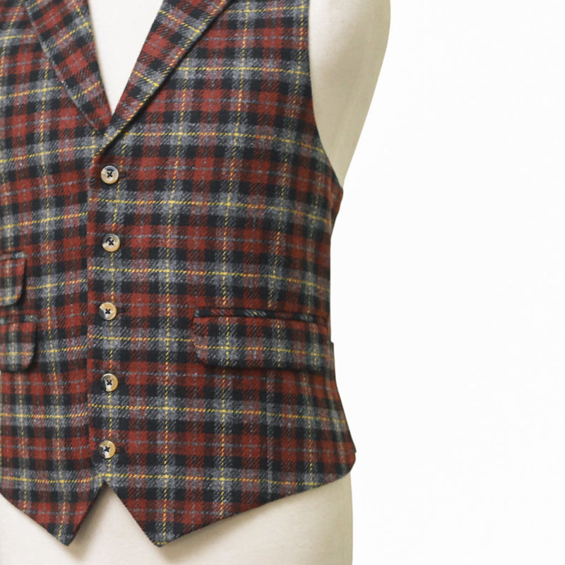 Mens Plaid Vest 44R Brown Gray Lambswool Waistcoat XL Western Casual Preppy