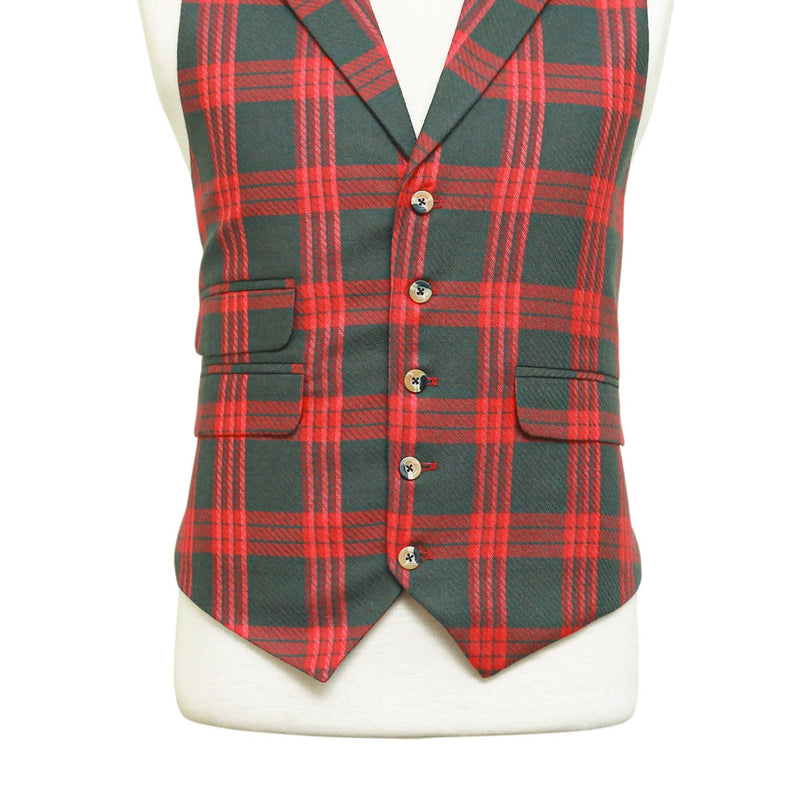 Mens Red Gray Plaid Waistcoat 44R XL Formal Tuxedo Vest Wedding Prom Party Groom