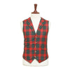 Mens Red Gray Plaid Waistcoat 44R XL Formal Tuxedo Vest Wedding Prom Party Groom