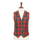 Mens Red Gray Plaid Waistcoat 44R XL Formal Tuxedo Vest Wedding Prom Party Groom