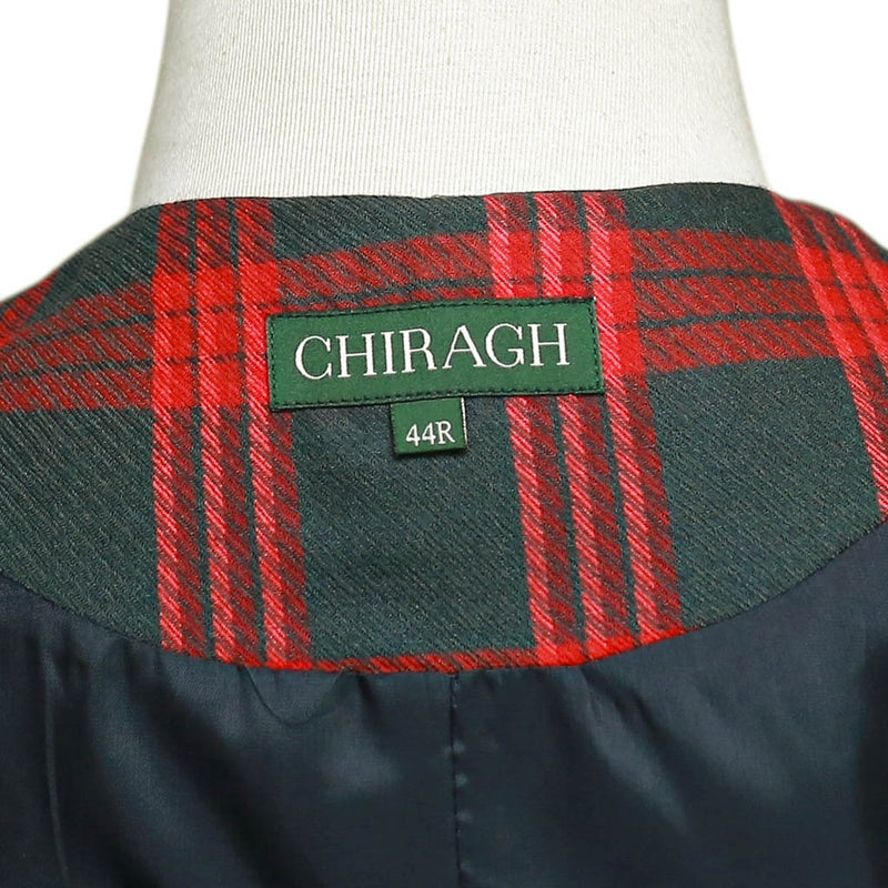 Mens Red Gray Plaid Waistcoat 44R XL Formal Tuxedo Vest Wedding Prom Party Groom