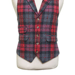 Mens Plaid Vest 44R Gray Pink Purple Lambswool Waistcoat XL Formal Wedding Party