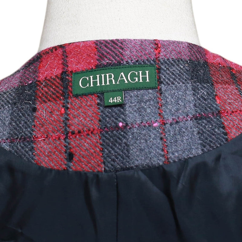 Mens Plaid Vest 44R Gray Pink Purple Lambswool Waistcoat XL Formal Wedding Party