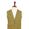 Mens Vest 44R Yellow Black Check Wool Waistcoat XL Formal Wedding Groom Party