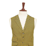 Mens Vest 44R Yellow Black Check Wool Waistcoat XL Formal Wedding Groom Party