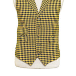 Mens Vest 44R Yellow Black Check Wool Waistcoat XL Formal Wedding Groom Party