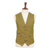 Mens Vest 44R Yellow Black Check Wool Waistcoat XL Formal Wedding Groom Party