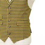 Mens Vest 44R Yellow Black Check Wool Waistcoat XL Formal Wedding Groom Party