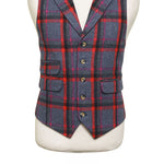 Mens Plaid Vest 44R Blue Red Purple Lambswool Waistcoat XL Formal Wedding Party