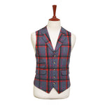 Mens Plaid Vest 44R Blue Red Purple Lambswool Waistcoat XL Formal Wedding Party