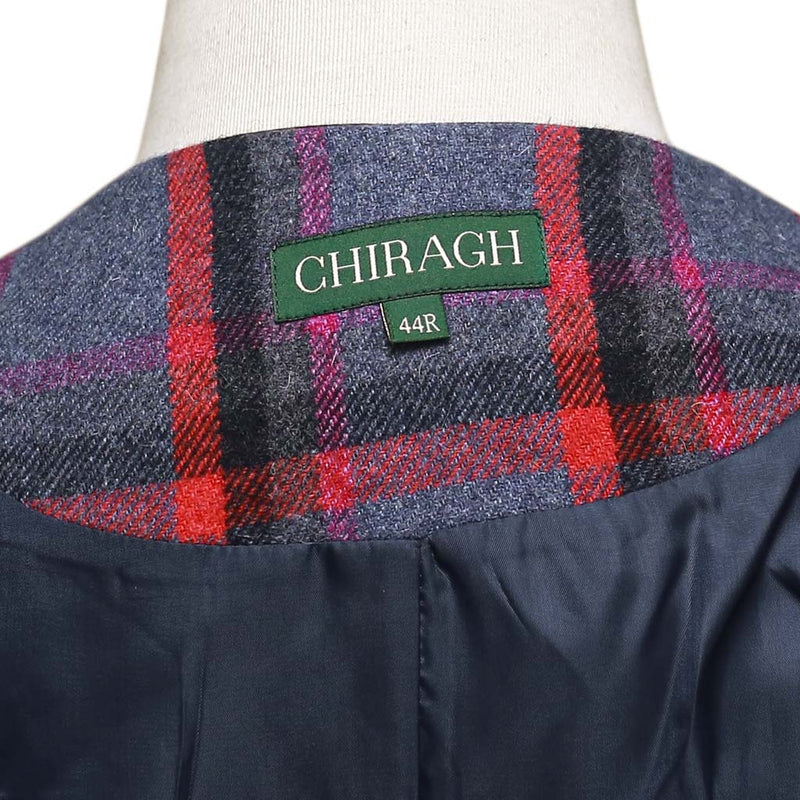 Mens Plaid Vest 44R Blue Red Purple Lambswool Waistcoat XL Formal Wedding Party