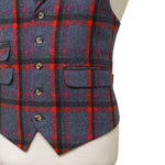 Mens Plaid Vest 44R Blue Red Purple Lambswool Waistcoat XL Formal Wedding Party