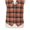 Mens Orange Black Plaid Waistcoat 44R XL Formal Tuxedo Vest Wedding Party Groom