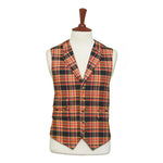 Mens Orange Black Plaid Waistcoat 44R XL Formal Tuxedo Vest Wedding Party Groom