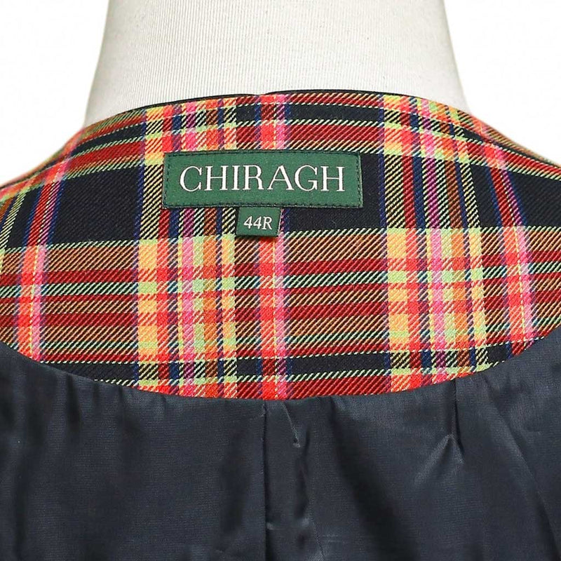 Mens Orange Black Plaid Waistcoat 44R XL Formal Tuxedo Vest Wedding Party Groom