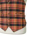 Mens Orange Black Plaid Waistcoat 44R XL Formal Tuxedo Vest Wedding Party Groom