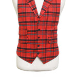 Mens Red Plaid Waistcoat 44R XL Formal Tuxedo Vest Wedding Prom Party Groom