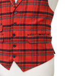 Mens Red Plaid Waistcoat 44R XL Formal Tuxedo Vest Wedding Prom Party Groom