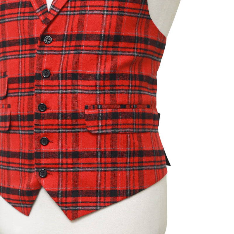 Mens Red Plaid Waistcoat 44R XL Formal Tuxedo Vest Wedding Prom Party Groom