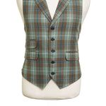 Mens Vest 44R Plaid Wool Green Brown Waistcoat XL Western Casual Preppy Wedding