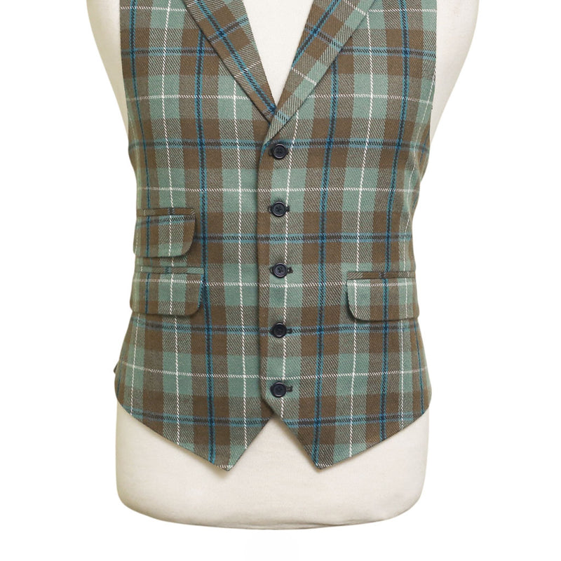 Mens Vest 44R Plaid Wool Green Brown Waistcoat XL Western Casual Preppy Wedding