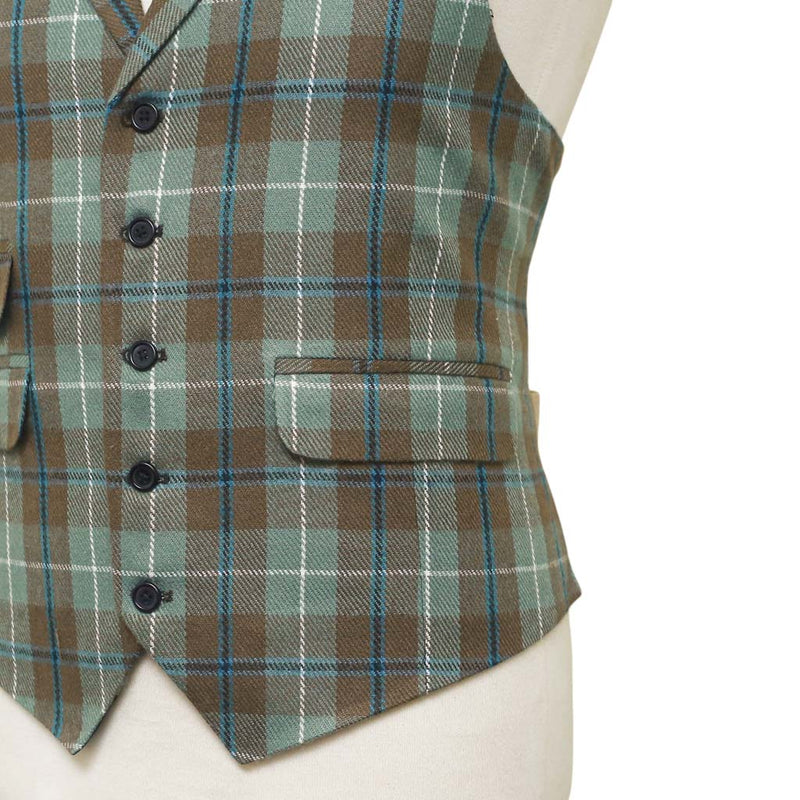 Mens Vest 44R Plaid Wool Green Brown Waistcoat XL Western Casual Preppy Wedding