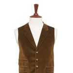 Mens Vest 44R Brown Beige Corduroy Waistcoat XL Western Casual Preppy Wedding