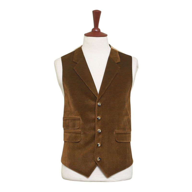 Mens Vest 44R Brown Beige Corduroy Waistcoat XL Western Casual Preppy Wedding