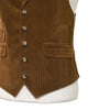 Mens Vest 44R Brown Beige Corduroy Waistcoat XL Western Casual Preppy Wedding