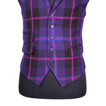 Mens Waistcoat Suit Vest 40R Purple Pink Blue Plaid Wool Formal Wedding Party