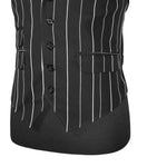 Mens 40R Waistcoat Vest Lapel Striped Suit Black Gray White Formal Wedding Party