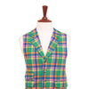 Mens Vest 44R Plaid Wool Green Orange Blue Waistcoat XL Formal Wedding Party