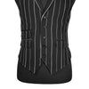 Mens 40R Waistcoat Vest Lapel Striped Suit Black Gray White Formal Wedding Party