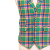 Mens Vest 44R Plaid Wool Green Orange Blue Waistcoat XL Formal Wedding Party