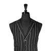 Mens 40R Waistcoat Vest Lapel Striped Suit Black Gray White Formal Wedding Party