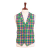 Mens Vest 44R Plaid Wool Green Orange Blue Waistcoat XL Formal Wedding Party