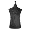 Mens 40R Waistcoat Vest Lapel Striped Suit Black Gray White Formal Wedding Party