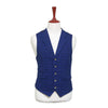 Mens Blue Plaid Vest 44R Wool Lapel Waistcoat XL Formal Wedding Prom Party Groom