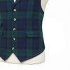 Mens Black Watch Tartan Vest 44R Blue Green Lambswool Plaid Waistcoat XL Formal