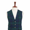 Mens Black Watch Tartan Vest 44R Blue Green Lambswool Plaid Waistcoat XL Formal