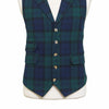 Mens Black Watch Tartan Vest 44R Blue Green Lambswool Plaid Waistcoat XL Formal