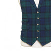 Mens Black Watch Tartan Vest 44R Blue Green Lambswool Plaid Waistcoat XL Formal